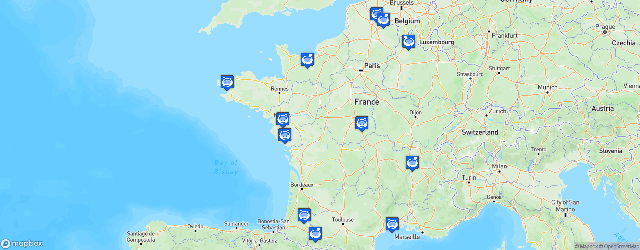 Static Map of Ligue féminine de basket - Saison 2019-2020