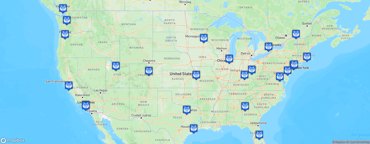 Static Map of Major League Soccer - Saison 2019