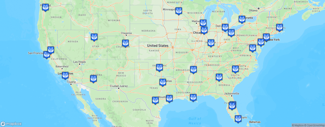 Static Map of National Basketball Association - Saison 2019-2020