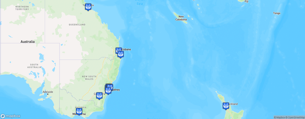 Static Map of National Rugby League - Saison 2020 - Telstra Premiership