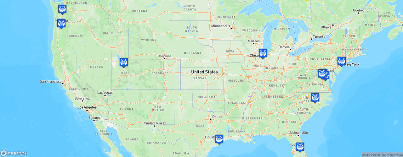 Static Map of National Women's Soccer League - Saison 2020