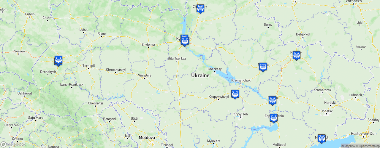 Static Map of Premier Liha - Saison 2019-2020