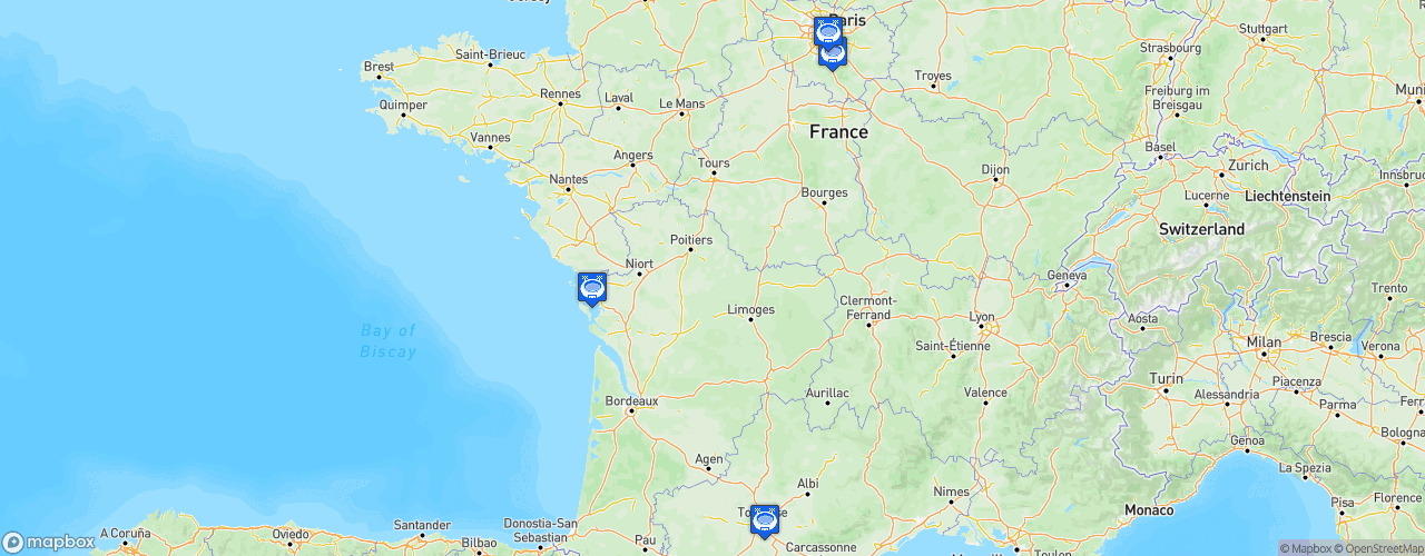 Static Map of Division 1 Baseball France - Saison 2020