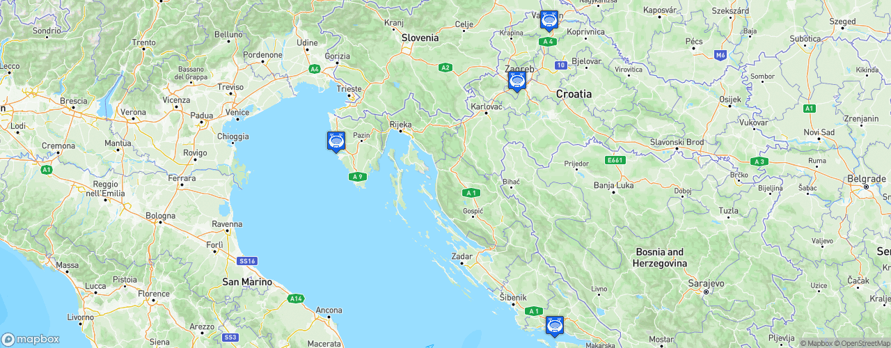 Static Map of EHF Handball Euro Croatia 2018