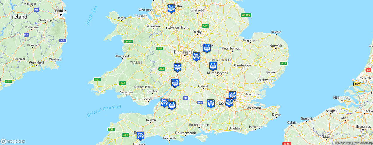 Static Map of Premiership Rugby - Saison 2019-2020 - Gallagher Premiership