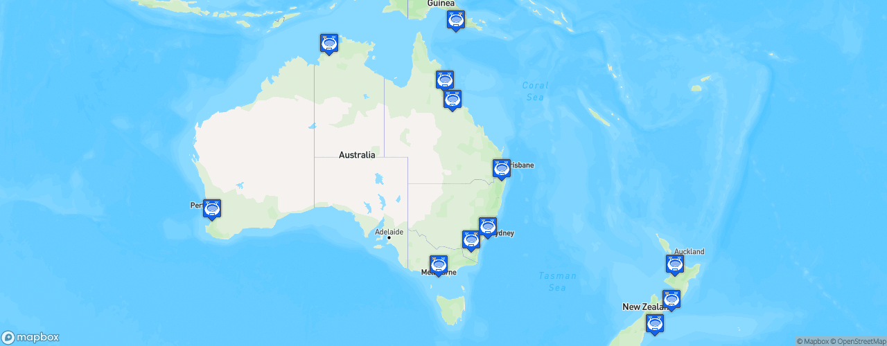 Static Map of Rugby League World Cup 2017