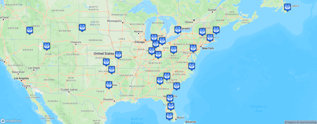 Static Map of ECHL - Saison 2019-2020