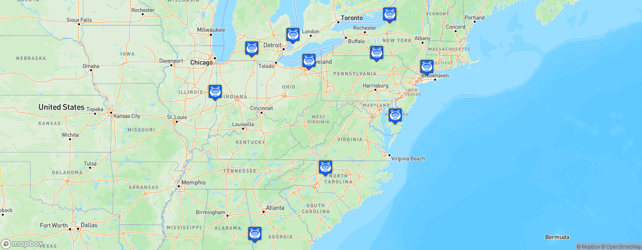 Static Map of Federal Prospects Hockey League - Saison 2019-2020