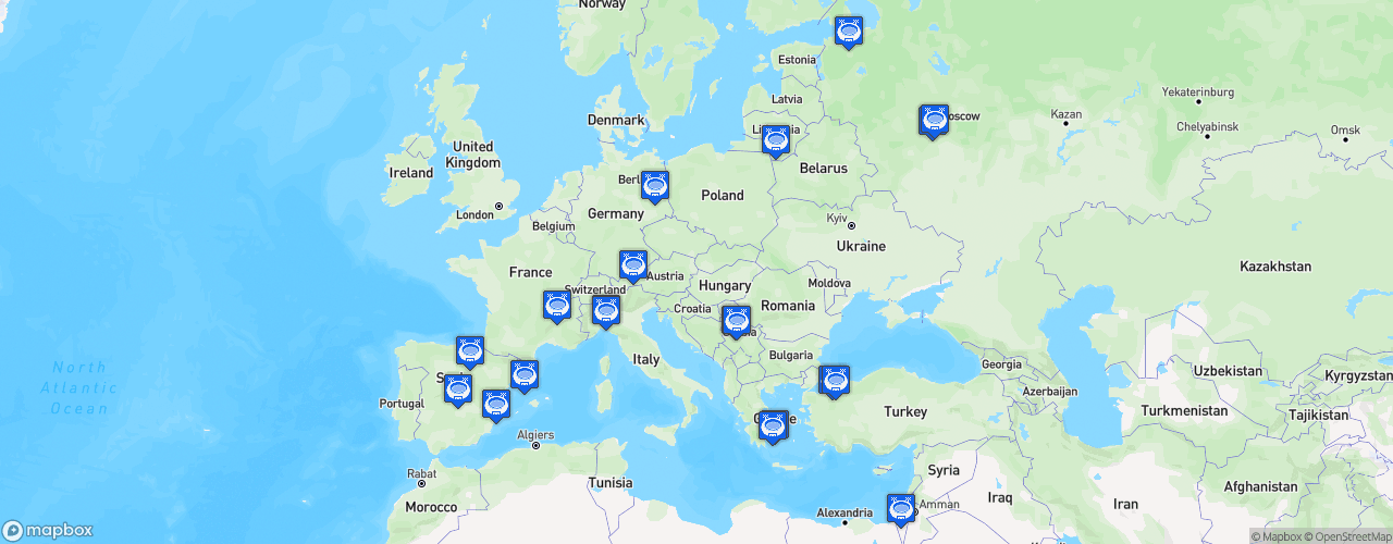 Static Map of EuroLeague - Saison 2019-2020 - Turkish Airlines EuroLeague