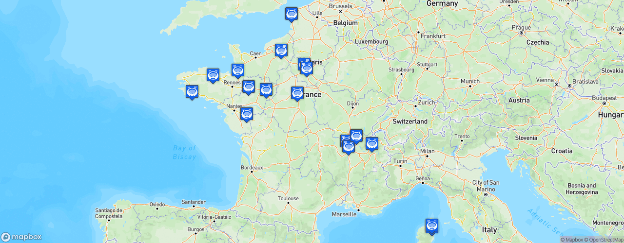 Static Map of Championnat de France de football National - Saison 2020-2021