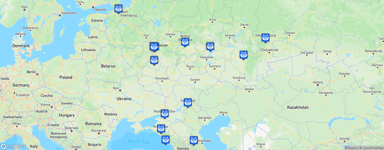 Static Map of Russian Premier Liga - Saison 2020-2021