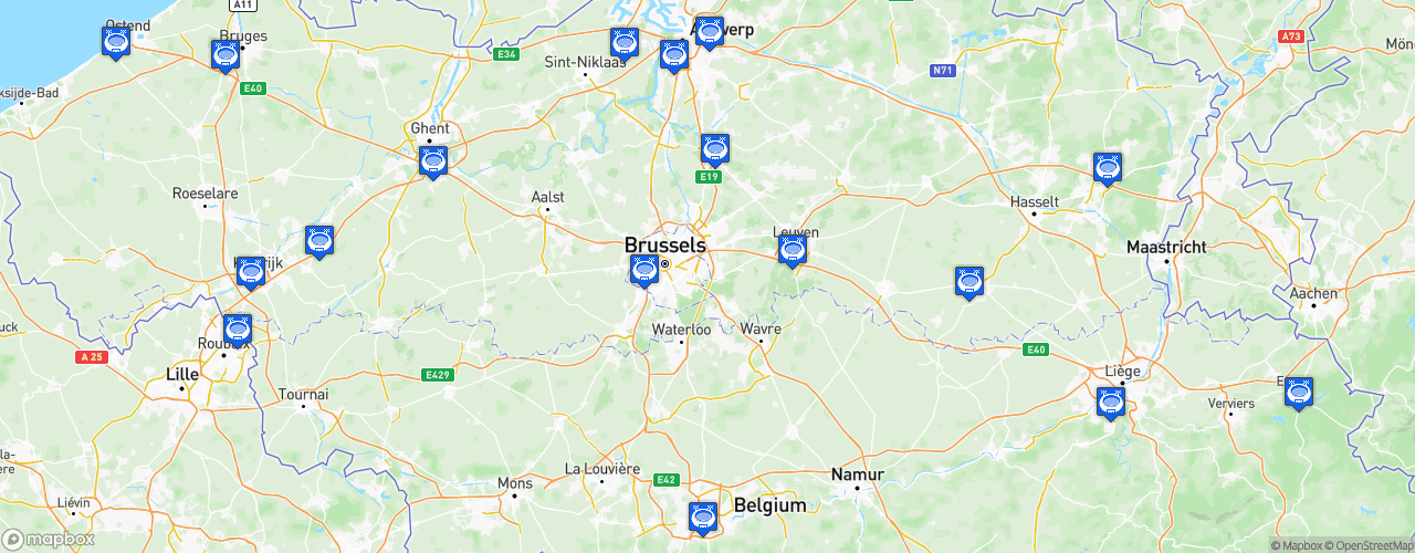 Static Map of Jupiler Pro League - Saison 2020-2021