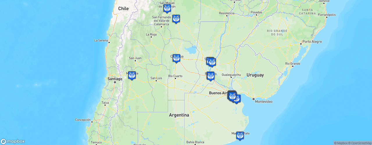Static Map of Primera División de Argentina - Saison 2019-2020