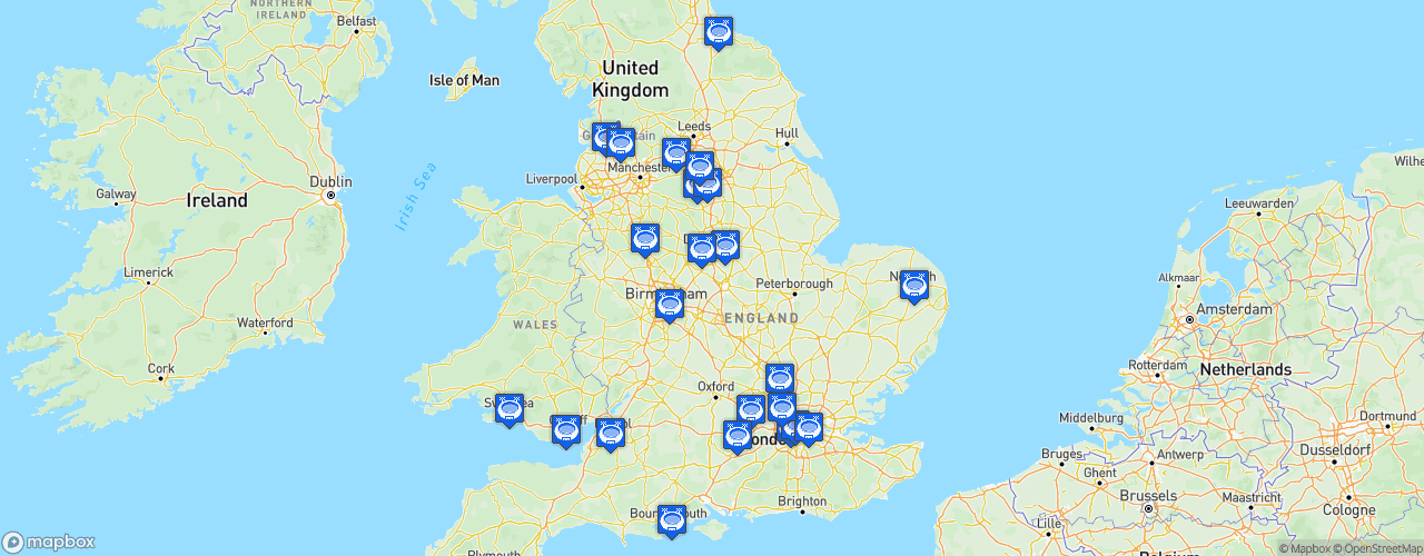 Static Map of EFL Championship - Saison 2020-2021 - Sky Bet Championship