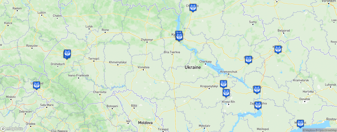 Static Map of Premier Liha - Saison 2020-2021 - FavBet Liha