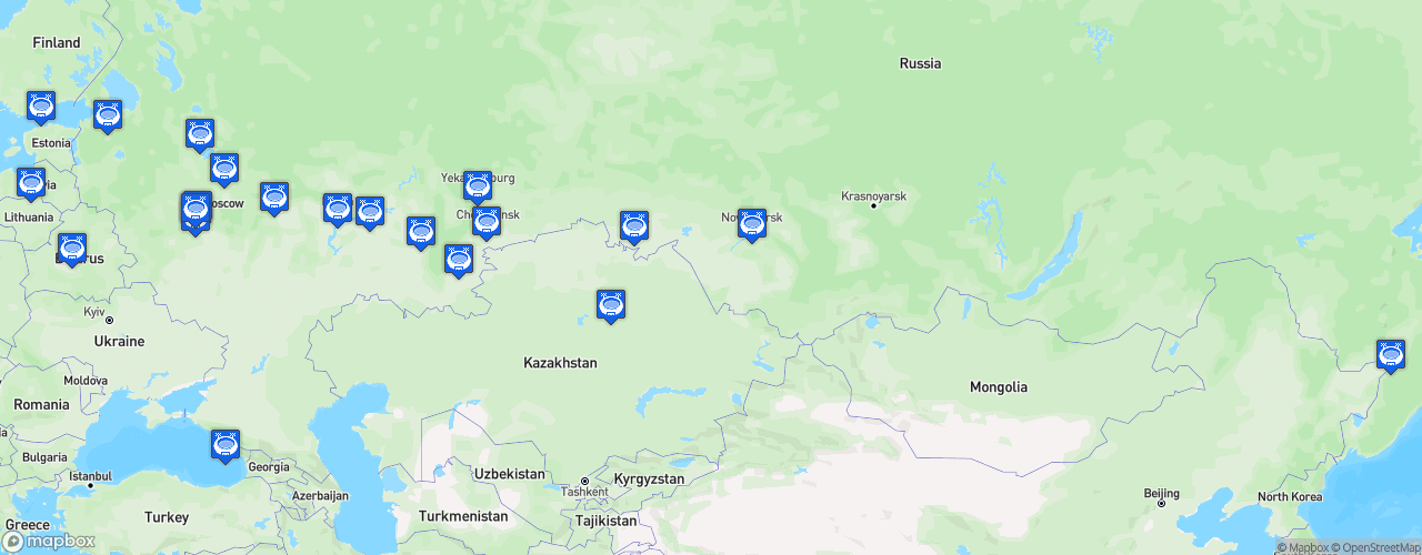 Static Map of Kontinental Hockey League - Saison 2020-2021