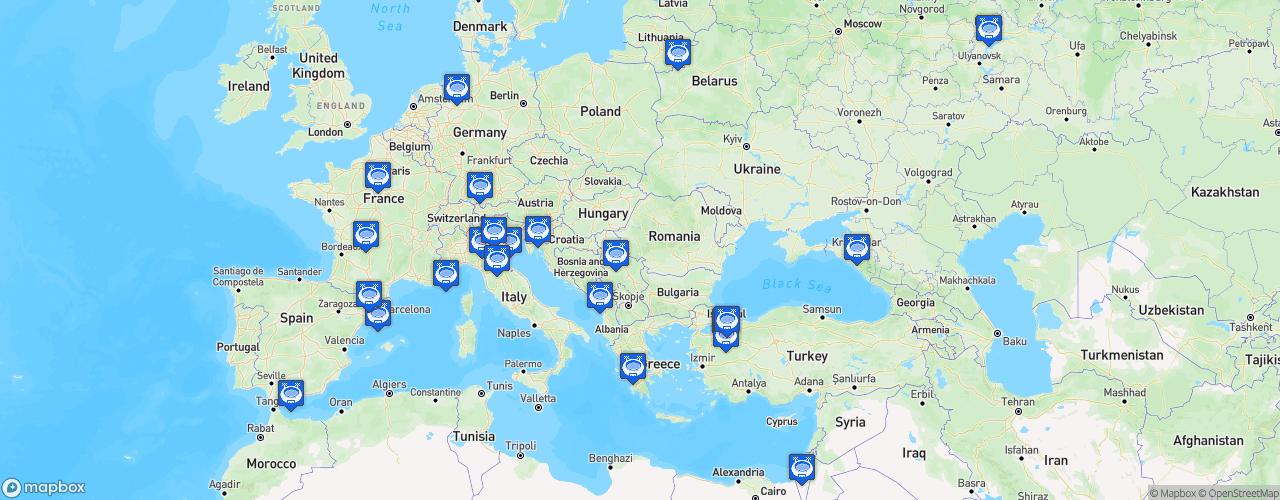 Static Map of EuroCup Basketball - Saison 2019-2020 - 7Days EuroCup