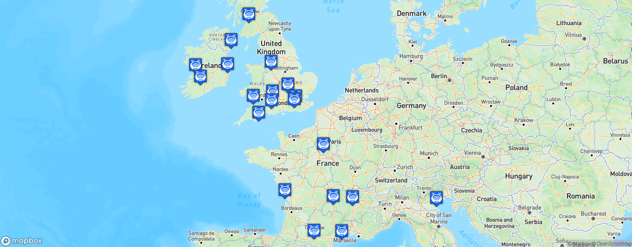 Static Map of European Rugby Champions Cup - Saison 2019-2020
