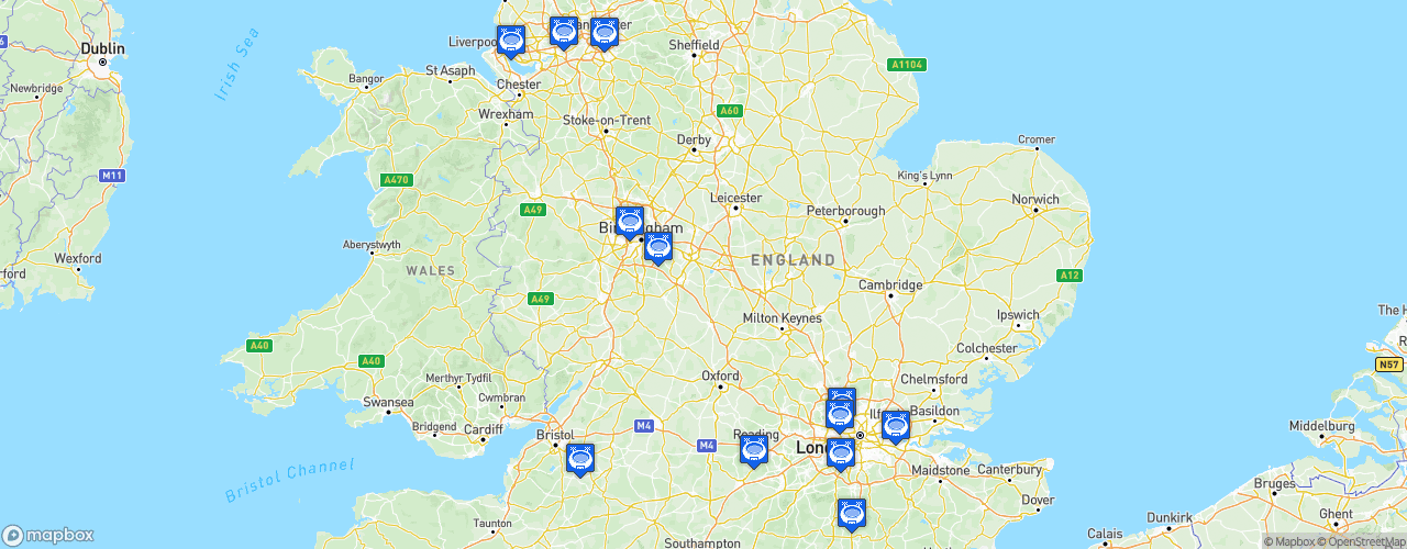 Static Map of FA Women's Super League - Saison 2020-2021