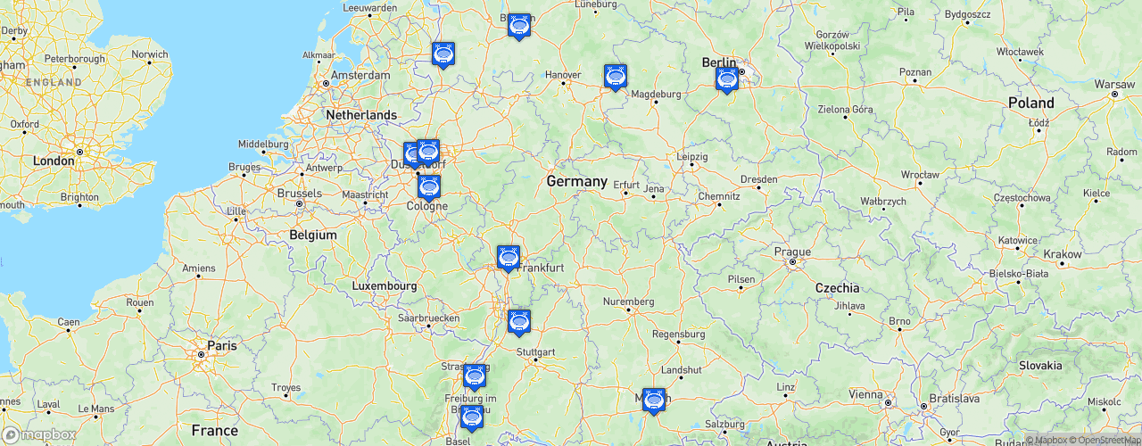 Static Map of Frauen-Bundesliga - Saison 2020-2021 - FLYERALARM