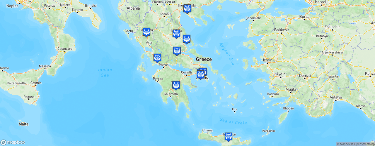 Static Map of Superleague Elláda - Saison 2020-2021