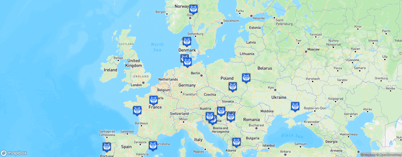 Static Map of EHF Champions League - Saison 2020-2021