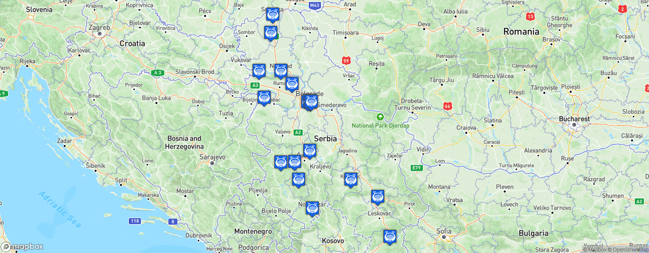 Static Map of Super liga Srbije - Saison 2020-2021 - Linglong Tire