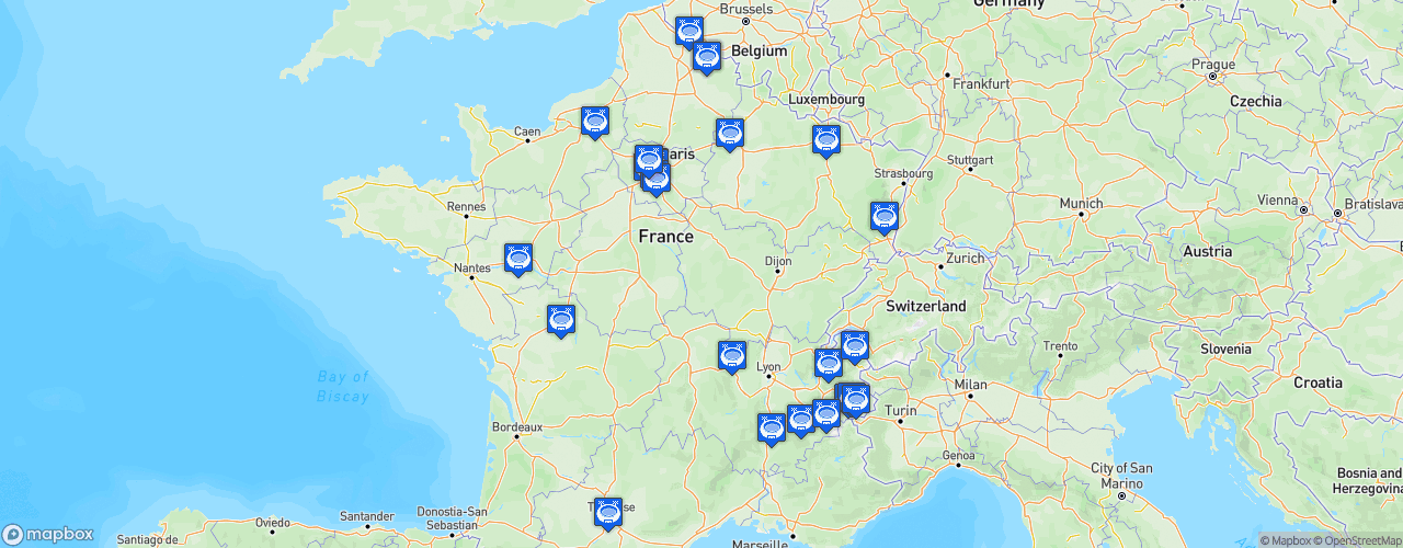 Static Map of Championnat de France de hockey sur glace - Division 2 - Saison 2020-2021