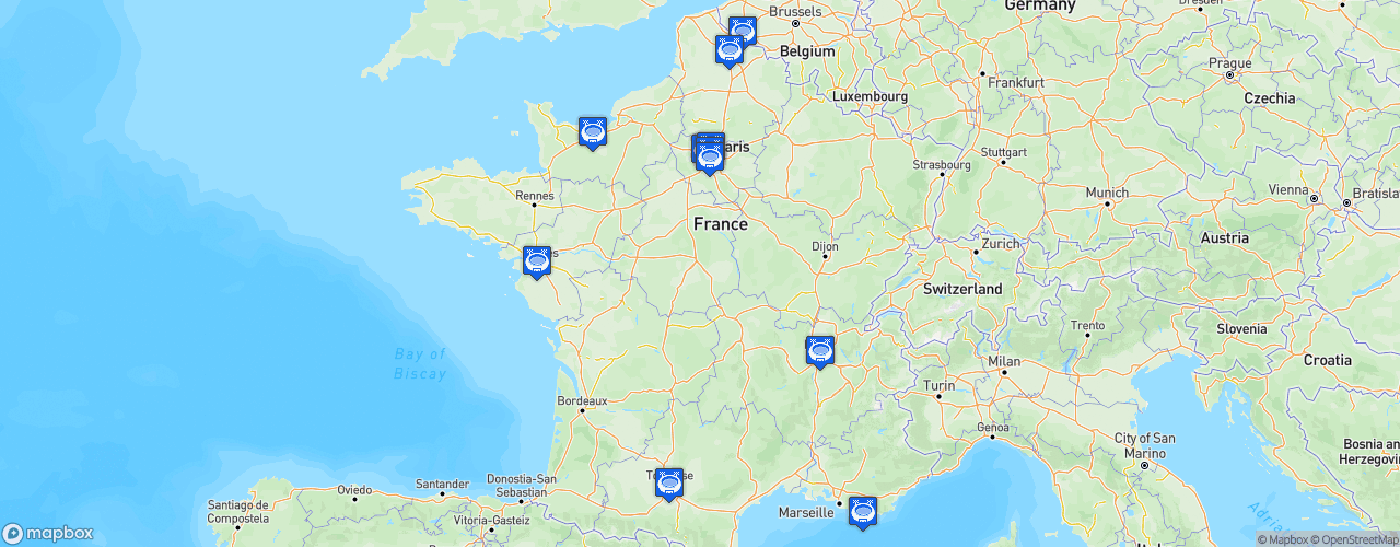 Static Map of FFF D1 Futsal - Saison 2020-2021