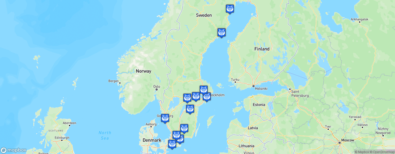 Static Map of Damallsvenskan - Saison 2020