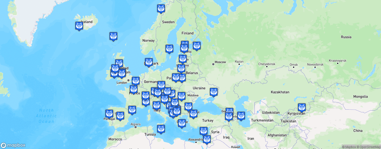 Static Map of Champions des compétitions nationales UEFA - Saison 2019-2020