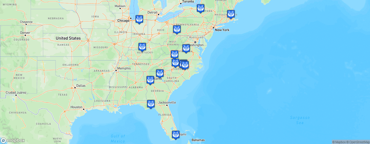 Static Map of Atlantic Coast Conference Football - Saison 2021