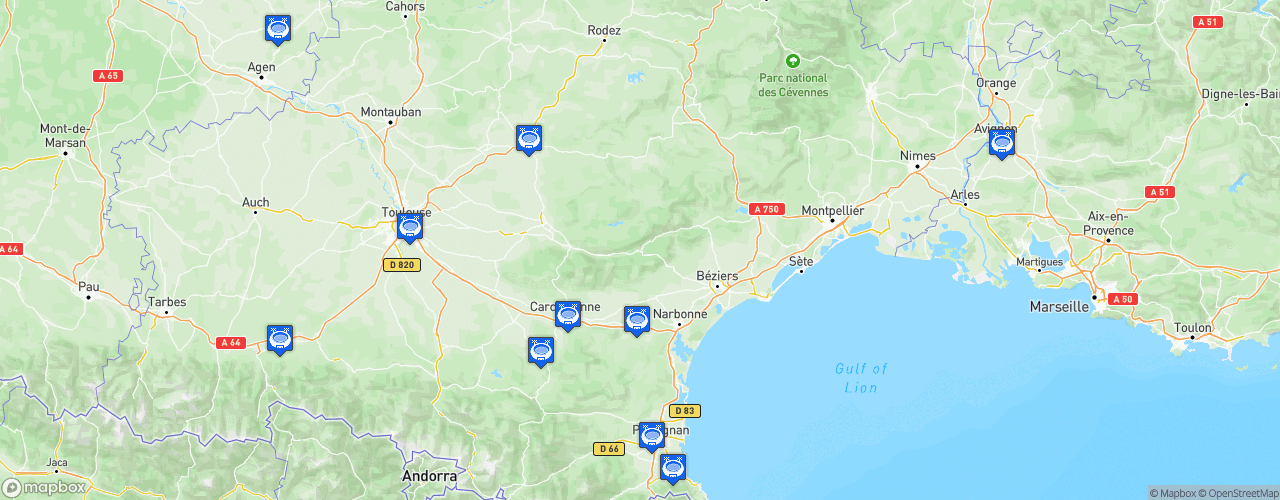 Static Map of Ligue Elite Rugby XIII - Saison 2020-2021