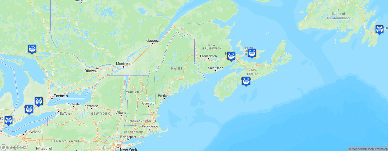 Static Map of Ligue nationale de basketball du Canada - Saison 2020-2021