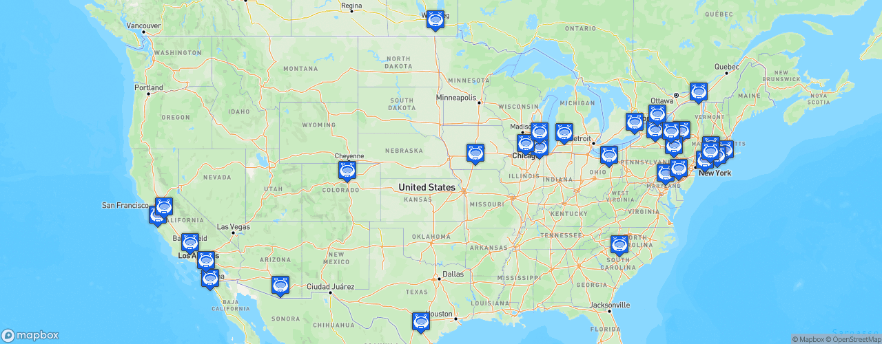 Static Map of American Hockey League - Saison 2020-2021