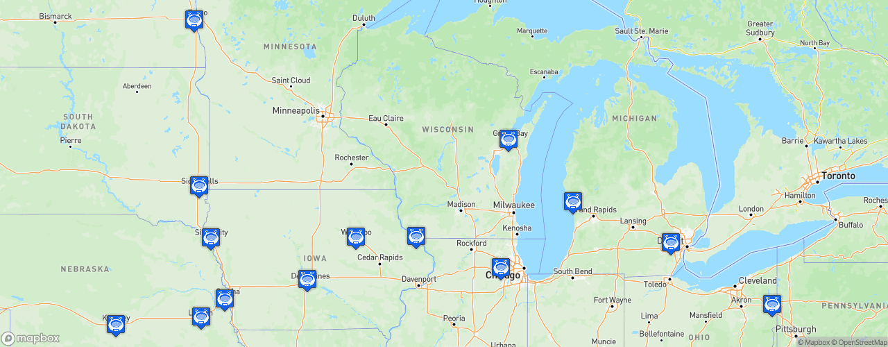 Static Map of United States Hockey League - Saison 2020-2021