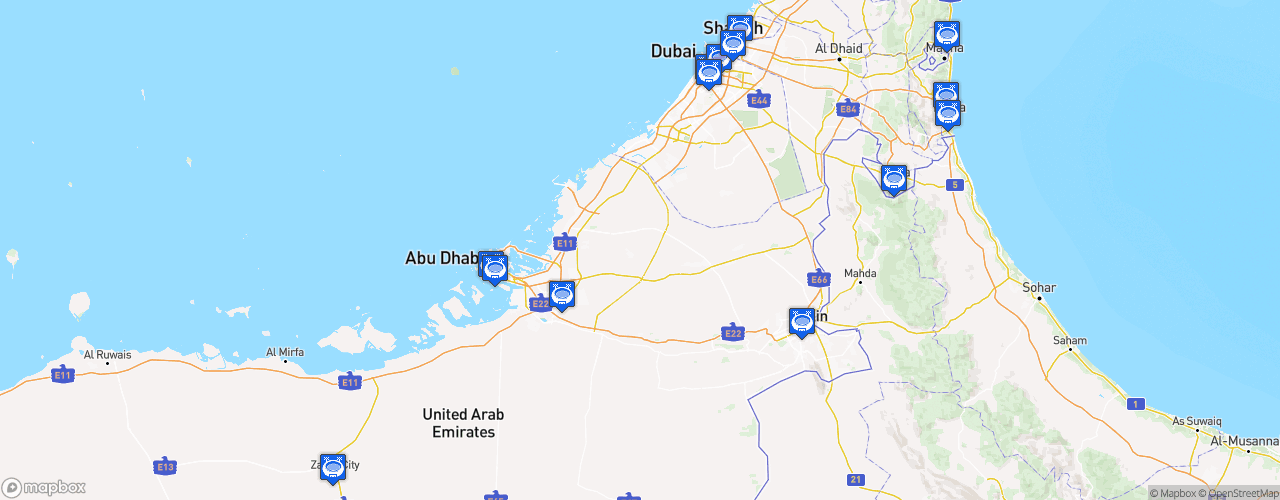 Static Map of UAE Pro League - Saison 2020-2021 - Arabian Gulf League