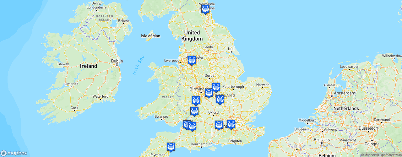 Static Map of Premiership Rugby - Saison 2020-2021 - Gallagher Premiership
