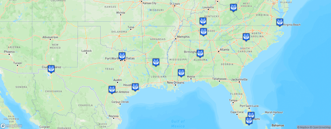 Static Map of Conference USA Football - Saison 2021