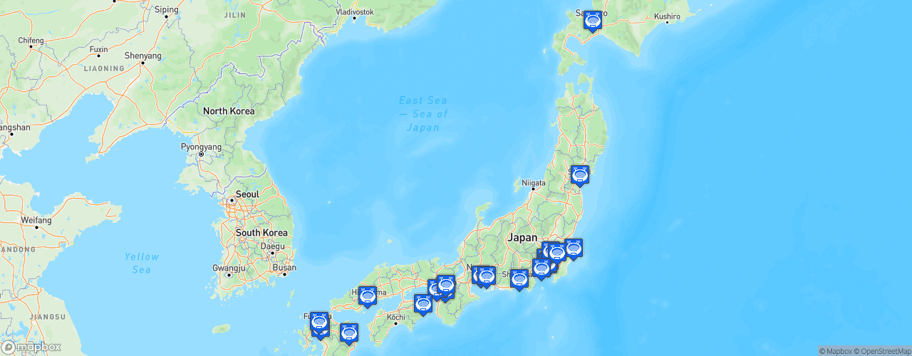 Static Map of J-League - Saison 2021 - Meiji Yasuda J1 League