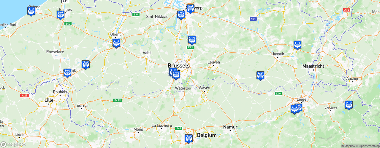 Static Map of Jupiler Pro League - Saison 2021-2022