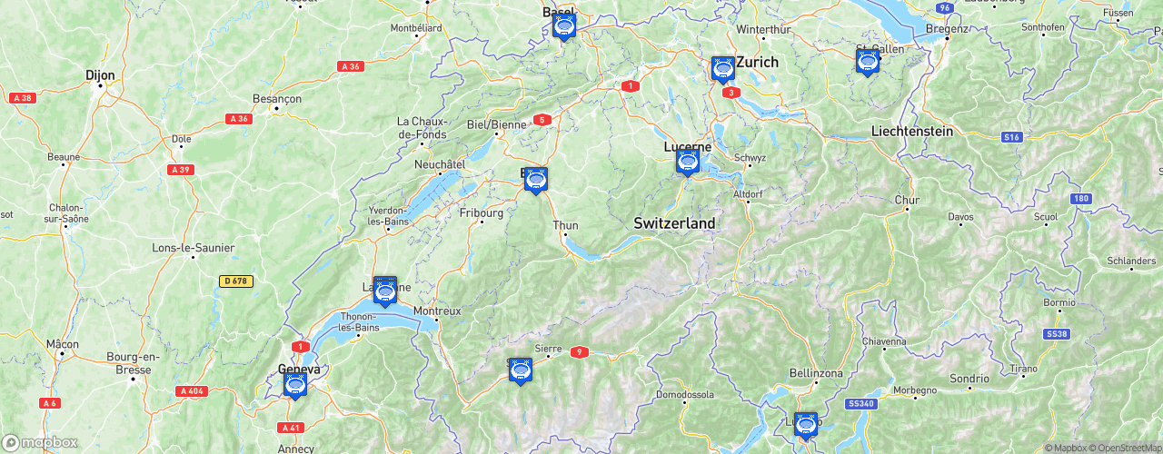 Static Map of Credit Suisse Super League - Saison 2021-2022