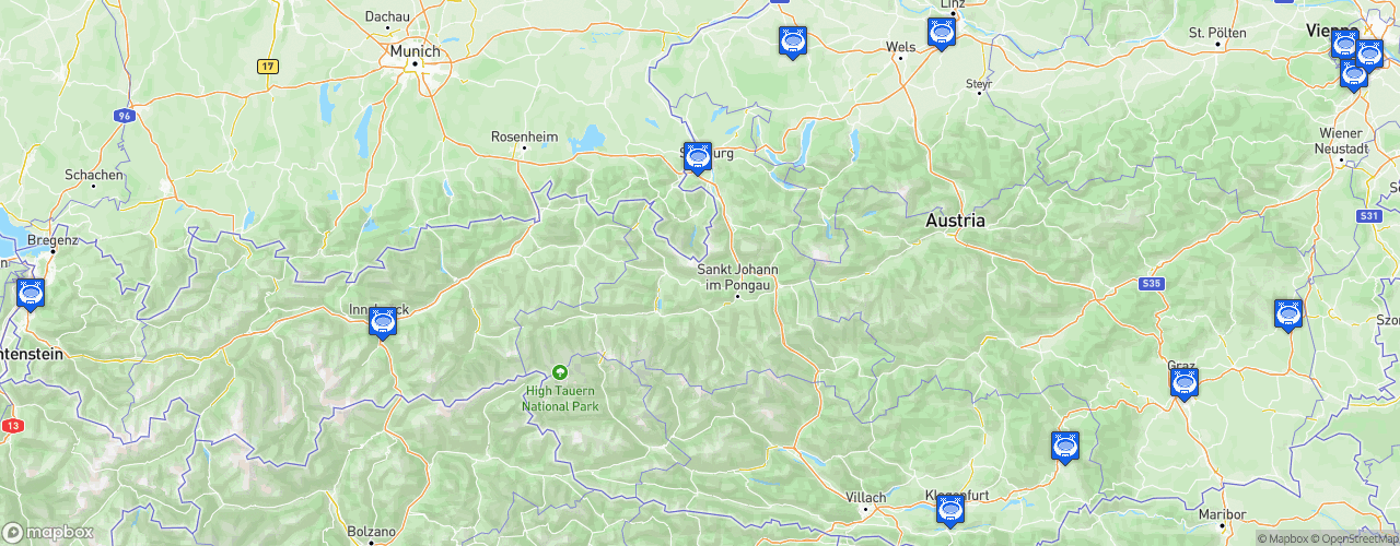 Static Map of Bundesliga.at - Saison 2021-2022 - Tipico Bundesliga