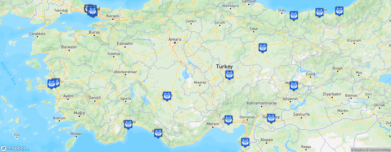 Static Map of Süper Lig - Saison 2021-2022 - Spor Toto Süper Lig