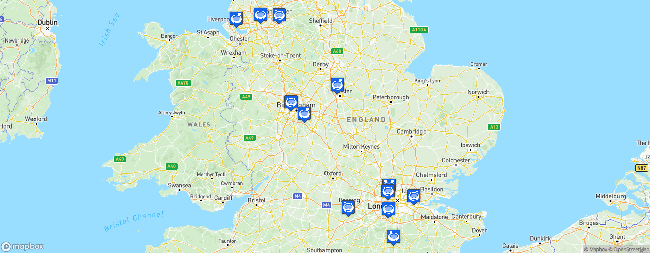 Static Map of FA Women's Super League - Saison 2021-2022