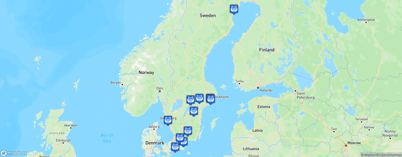 Static Map of Damallsvenskan - Saison 2021
