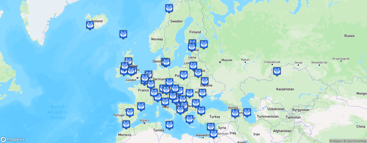 Static Map of Champions des compétitions nationales UEFA - Saison 2020-2021
