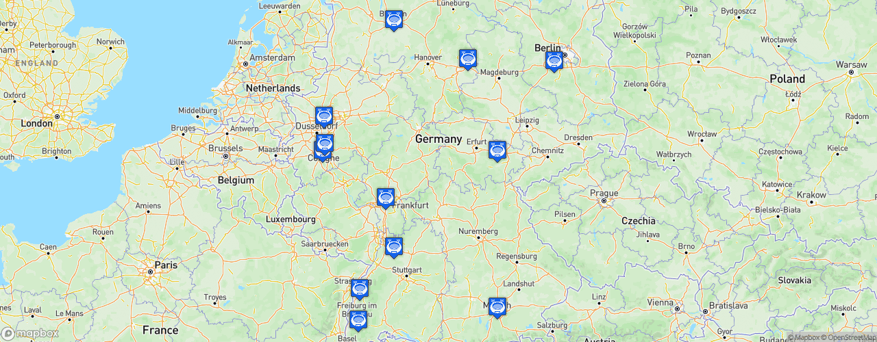 Static Map of Frauen-Bundesliga - Saison 2021-2022 - FLYERALARM