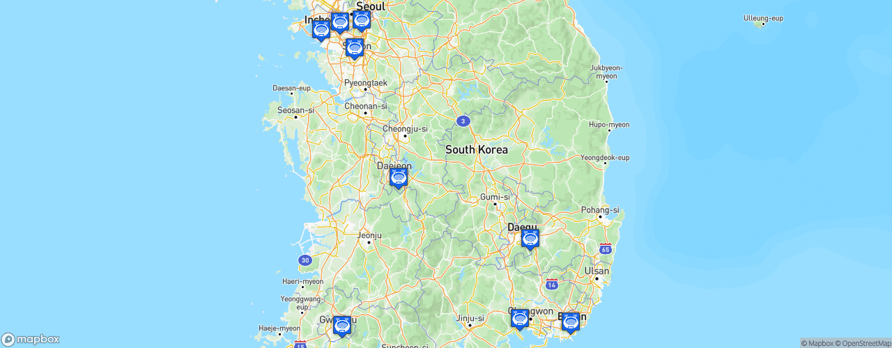 Static Map of KBO League - Saison 2021 - Shinhan Bank SOL KBO League