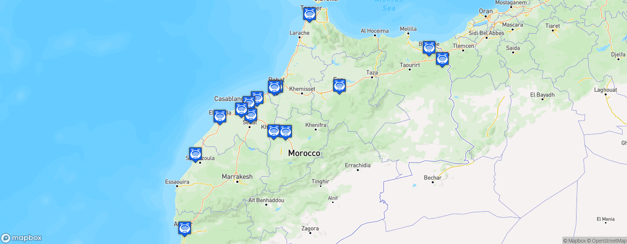 Static Map of Botola Pro 1 - Saison 2021-2022 - Botola Pro 1 Inwi